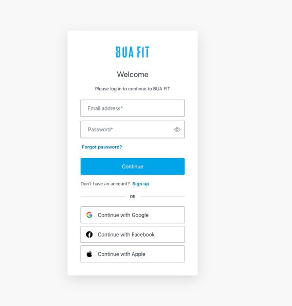 BUA Fit Log In Page