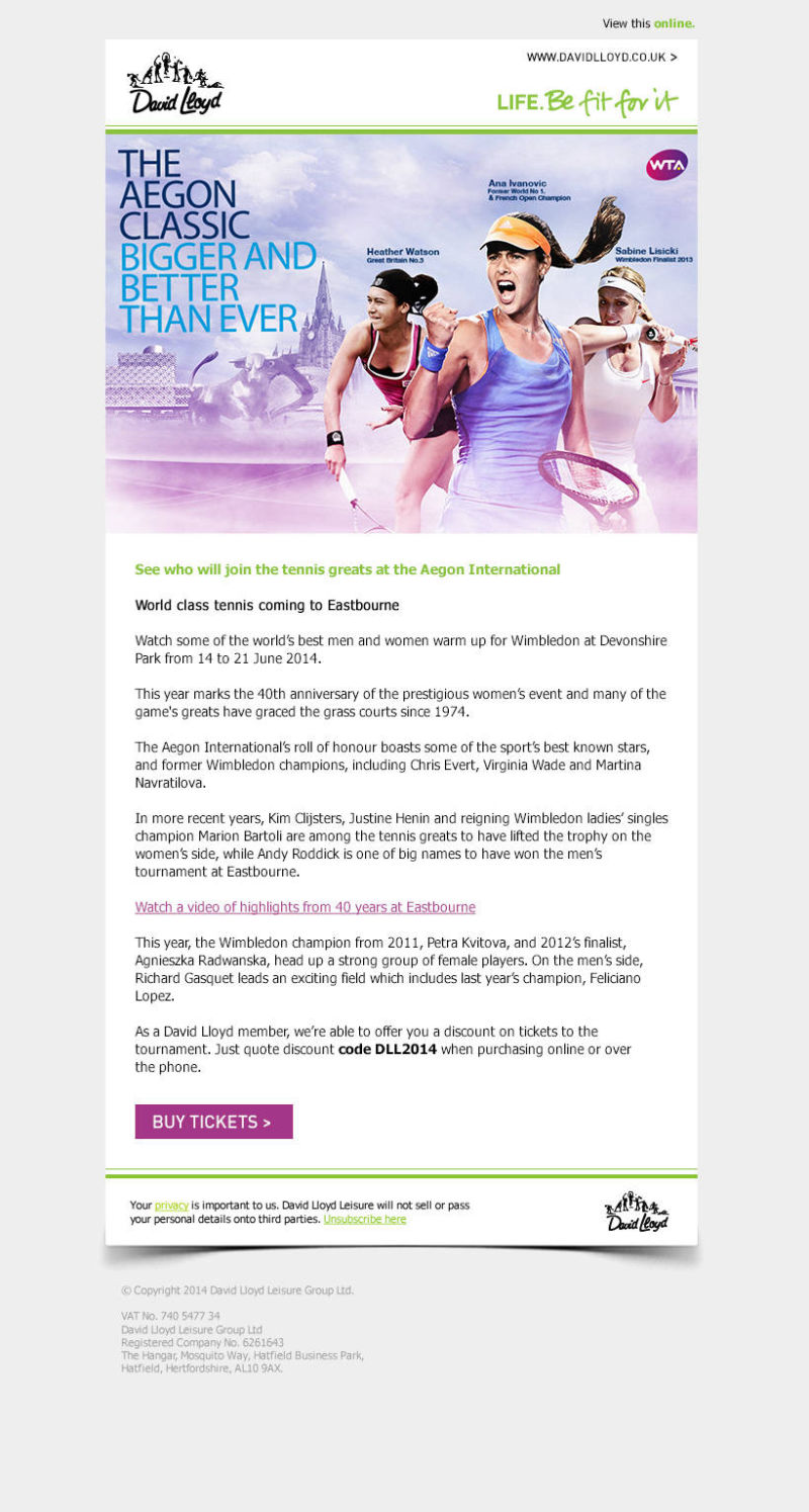 David Lloyd Leisure Email Campaigns