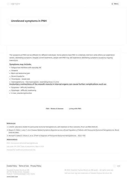 Sobi Symptoms PNH