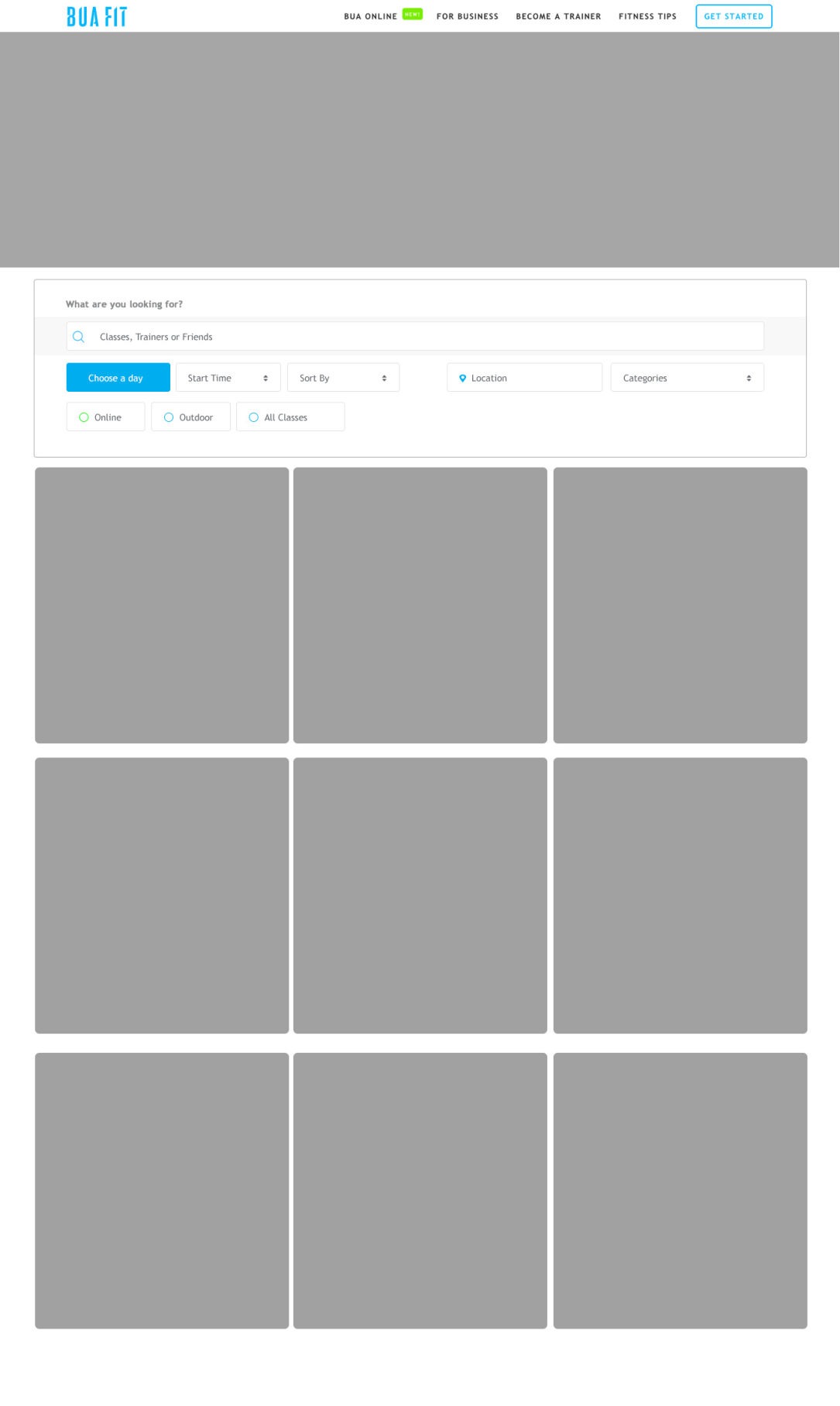 BUA Fit Search page Wireframe